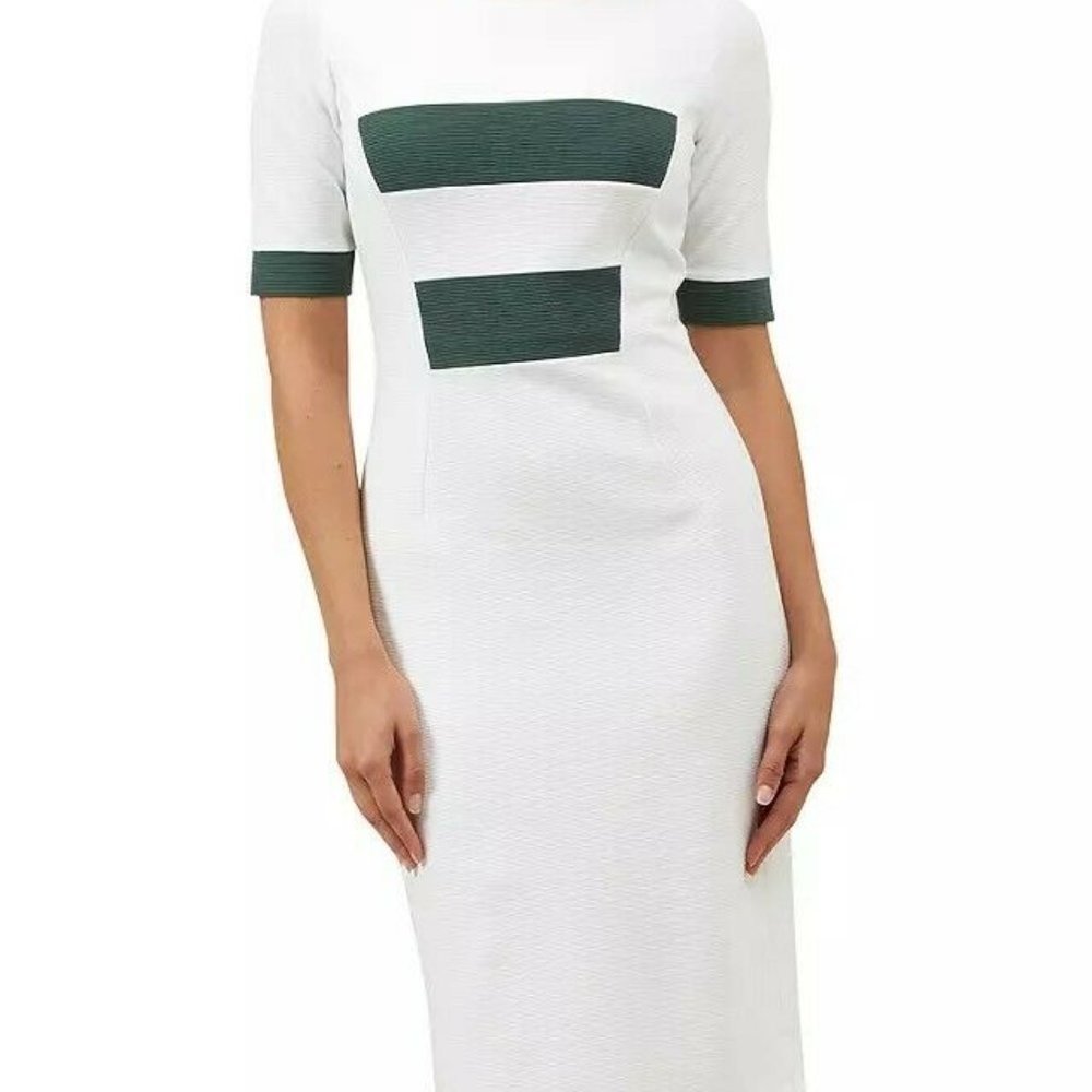 Hobbs Olivia Dress Ivory and Green